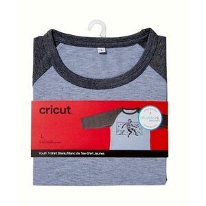 Cricut Unisex Raglan T-Shirt Boys L Blank Dark Light Heathered Gray Sublimation